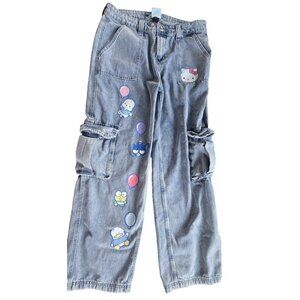 Women's Hello Kitty And Friends  Denim Blue Cargo Jeans Junior Size 11